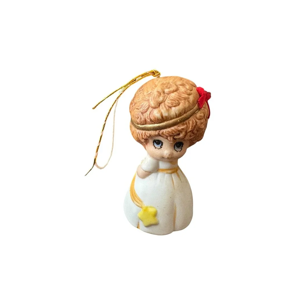 Vintage JASCO Angel Bell Christmas Ornament Taiwan Ceramic Bisque 3